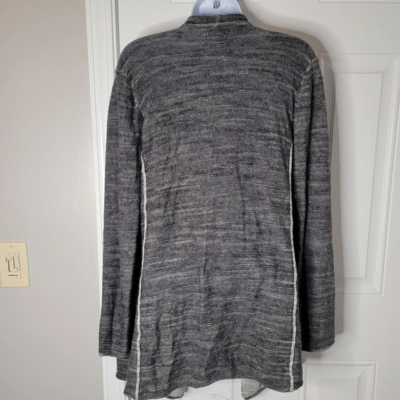 Eileen Fisher Cotton Plaited Knit Cascading Open Cardigan Charcoal Gray Size S - Picture 5 of 10